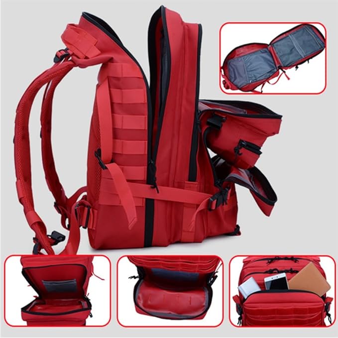 45L Military Tactical Backpack for Men & Women Bug Out Bag Assault pack Molle Daypack Hiking Trekking Rucksack(Red)