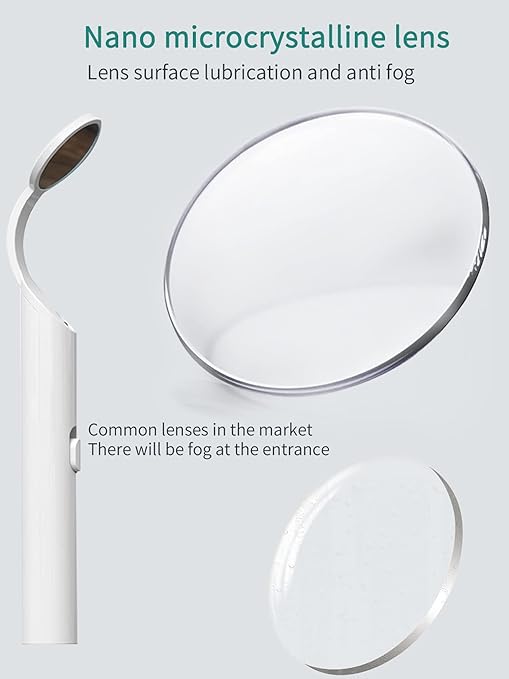 2 Pieces Dental Mirror with Light - LED Lighted Teeth Inspection Mirror, Anti Fog Curve Angle Mouth Mirrors Dentist Oral Assistant Care Tool Accessories (White)