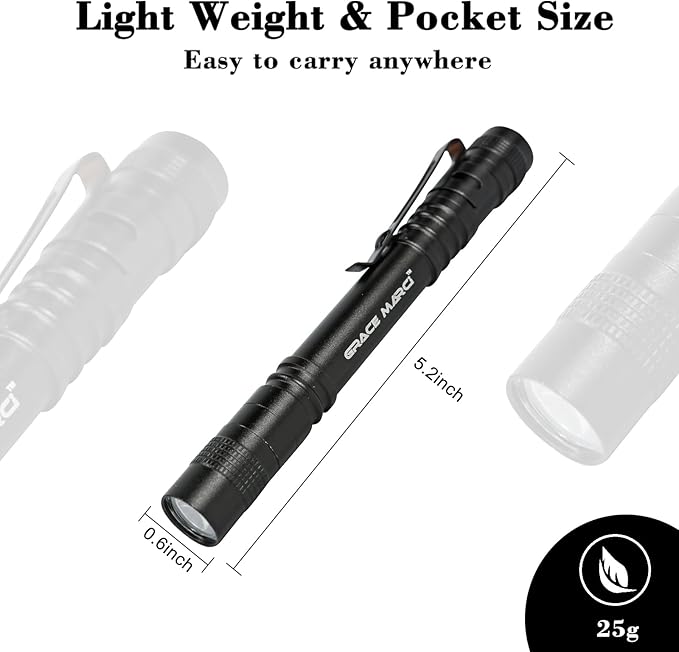 5PCS Mini Tactical Pen Flashlights, 200LM Waterproof Flashlights, 3 Modes Pocket Light with Clip,5 Pack Small Led Light for Camping, Emergency Inspection and Repair