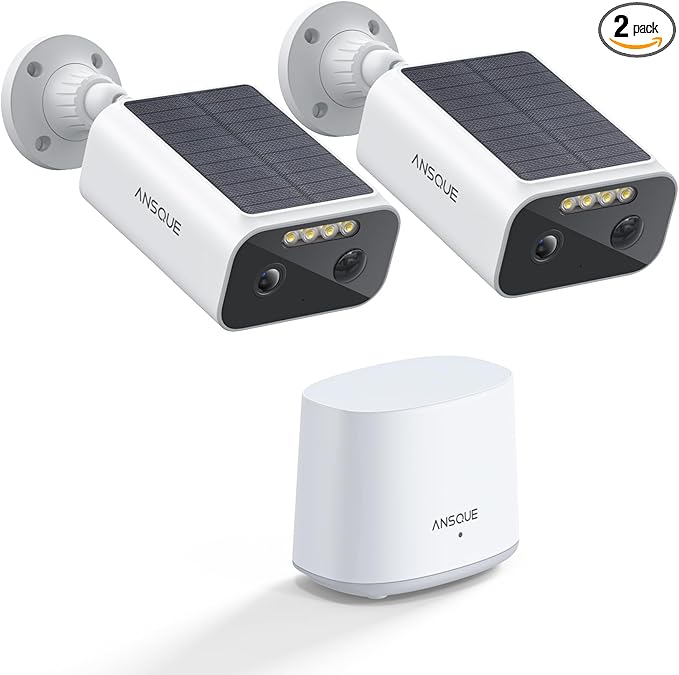 2K Security Cameras Wireless Outdoor, 4-Cam-Kit, Home Security Camera System with Solar Powered, 365-Day Battery Life, No Subscription Fee, Easy to Install, Color Night Vision, Local Storage