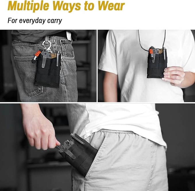 VIPERADE VE9 EDC Pocket Organizer Tool Pouch, Multitool Sheath with Patch Area for DIY, EDC Pocket Pouch with 3 Slip Pockets for Men Outdoor Activity Daily Carry