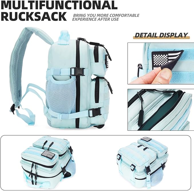 9L Mini Tactical Backpack for Men and Women, Tactical Backpack Small for Hiking, Small Tactical Bag(Light Blue)