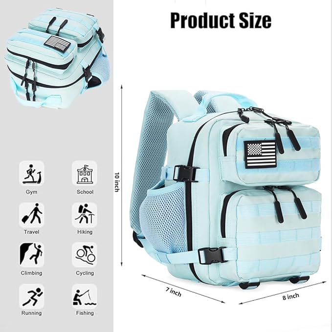 9L Mini Tactical Backpack for Men and Women, Tactical Backpack Small for Hiking, Small Tactical Bag(Light Blue)