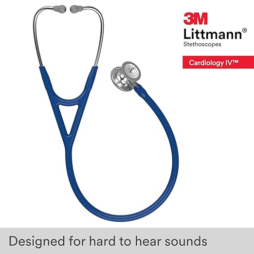 3M Littmann Cardiology IV Diagnostic Stethoscope, 6154, More Than 2X as Loud, Weighs Less, Stainless Steel Chestpiece, 27" Navy Blue Tube
