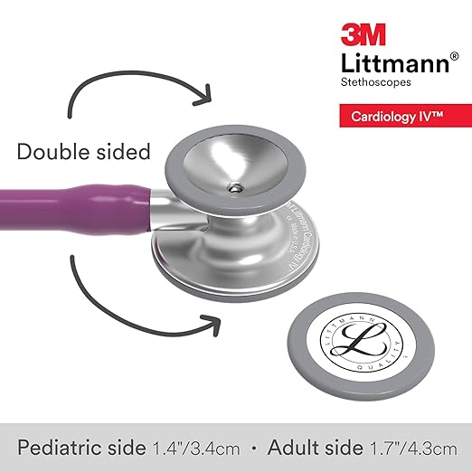 3M Littmann Cardiology IV Diagnostic Stethoscope, 6156, More Than 2X as Loud, Weighs Less, Stainless Steel Chestpiece, 27" Plum Tube