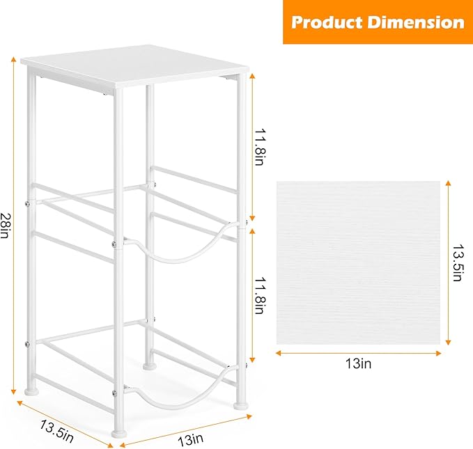 5 Gallon Water Jug Holder Water Dispenser Stand with Top Shelf, 5 Gal Water Bottle Holder with 2 Slots Round Metal Frame for Kitchen, Dining Room, Office, White