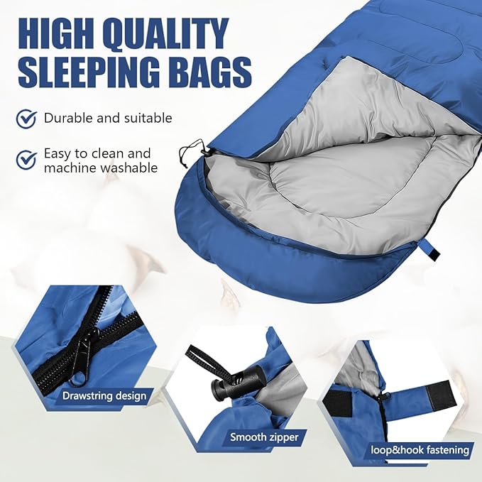 Camping Sleeping Bags for Adults Kids Waterproof Lightweight Sleeping Bag for Cold Weather or Warm Backpacking Hiking Mountaineering Indoor Outdoor Use