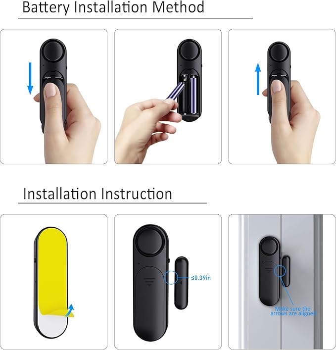 Window and Door Alarm When Opened (5 Pack) for Kids Safety/Home Security, Wireless Sliding Door Opening Sensor Alarms for Dementia, 120dB Burglar Alert, Ideal for Business, Garage, Apartment, Black