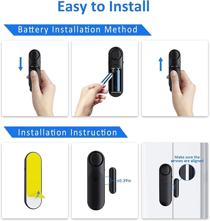 5-Pack Window Alarms for Home Security, 120dB Door and Window Open Sensor Chime for Kid Safety, Pool Safety, Sliding Door, DIY Protection, Easy Installation,Ideal for Home,Garage,Apartment,Black