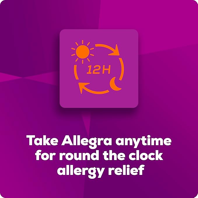 Allegra Adult 12-Hour Allergy Relief Tablets, Non-Drowsy Indoor and Outdoor Allergy Medicine, 60 mg Fexofenadine HCI Antihistamine Pill, 24-Count