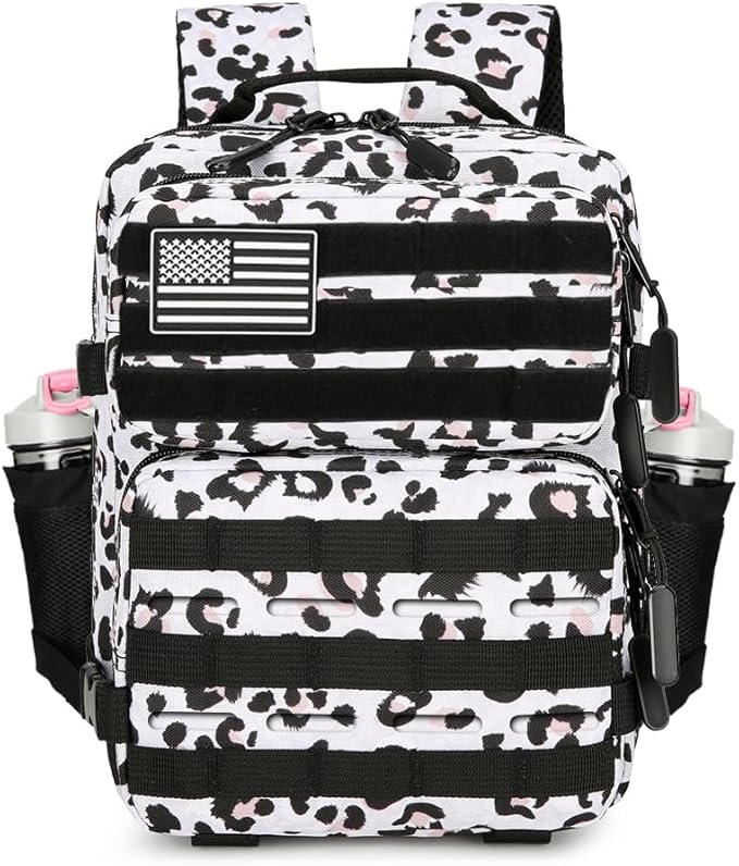 9L Mini Tactical Backpack 9L Assault Pack 9L Tactical Backpack Hiking Fitness Backpack(White Leopard)