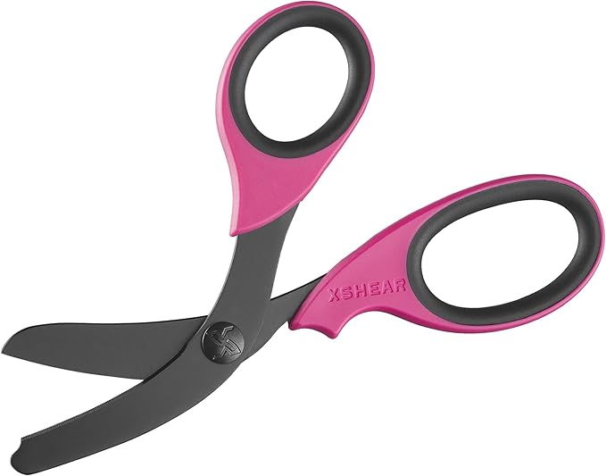 xShear® 7.5” Extreme Duty Trauma Shears - Black Titanium Coated Blades, The perfect scissors for the Paramedic, EMT, Nurse or any Emergency Healthcare Provider (Pink/Black)