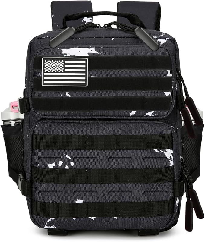 9L Mini Tactical Backpack 9L Assault Pack 9L Tactical Backpack Hiking Fitness Backpack(Black & white dots)