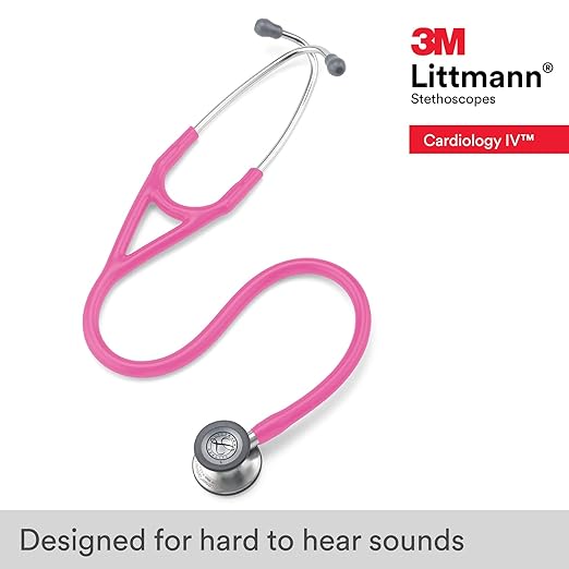 3M Littmann Cardiology IV Diagnostic Stethoscope, 6159, More Than 2X as Loud, Weighs Less, Stainless Steel Chestpiece, 27" Rose Pink Tube