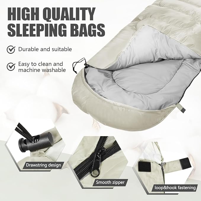 Camping Sleeping Bags for Adults Kids Waterproof Lightweight Sleeping Bag for Cold Weather or Warm Backpacking Hiking Mountaineering Indoor Outdoor Use