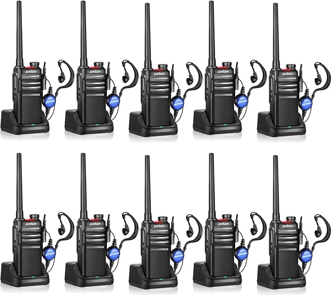 Waterproof walkie talkies for Adults, Work,and Outdoor. walkie talkies Long Range with Headphones and Fast Charger Dock,Handheld Two Way radios Rechargeable NOAA walkie Talkie (10 Pack)