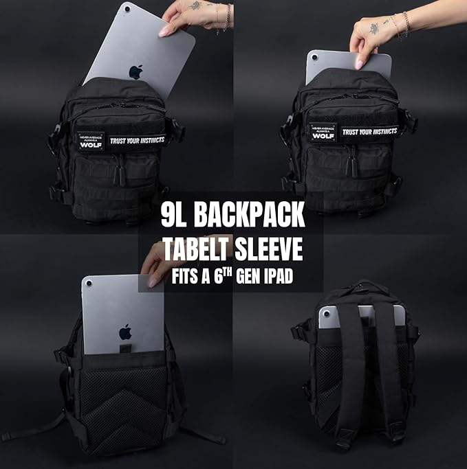 WOLFpak 9L Backpack Mini (Black Venom) Small Tactical Backpack – 9L EDC Daypack, Compact & Water-Resistant Bag for Gym, Hiking, Commuting