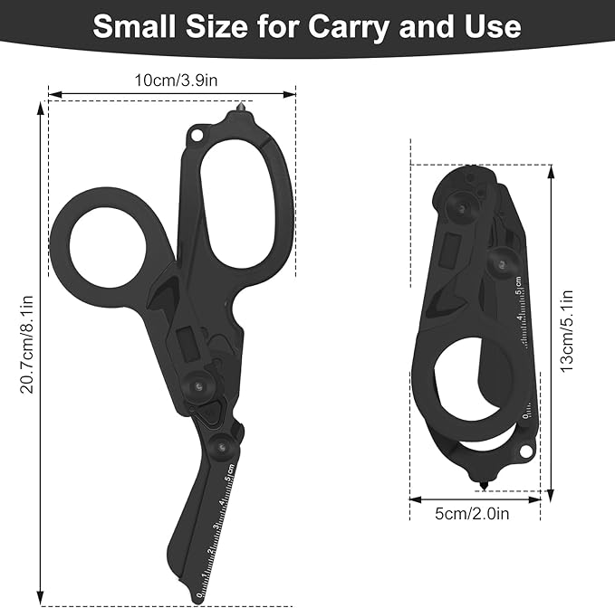 6 in 1 Multifunctional Combination Tool, Folding Retractable Emergency Shears, Outdoor Camping Tools, Seat Belt Cutter, Oxygen Cylinder Wrench, Complimentary Adjustable Wrench (Electroplating black)
