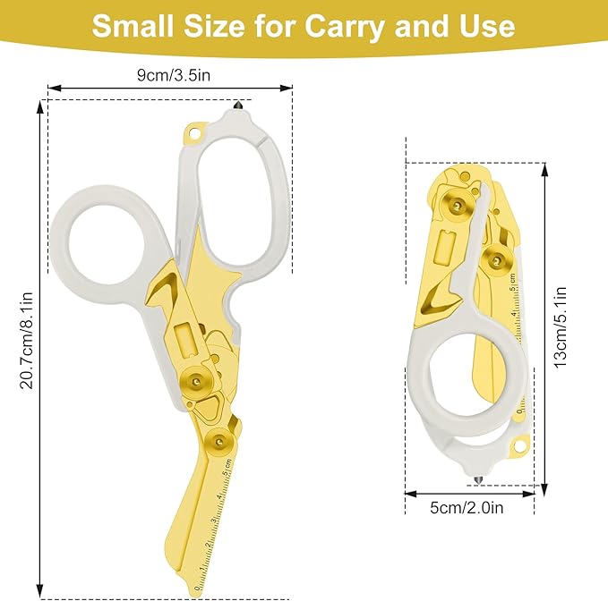 6in1 trauma shears - emergency responders, outdoor emergencies scissor, medical staff, and outdoor camping scissors, ttrauma scissors(Luminous Gold)