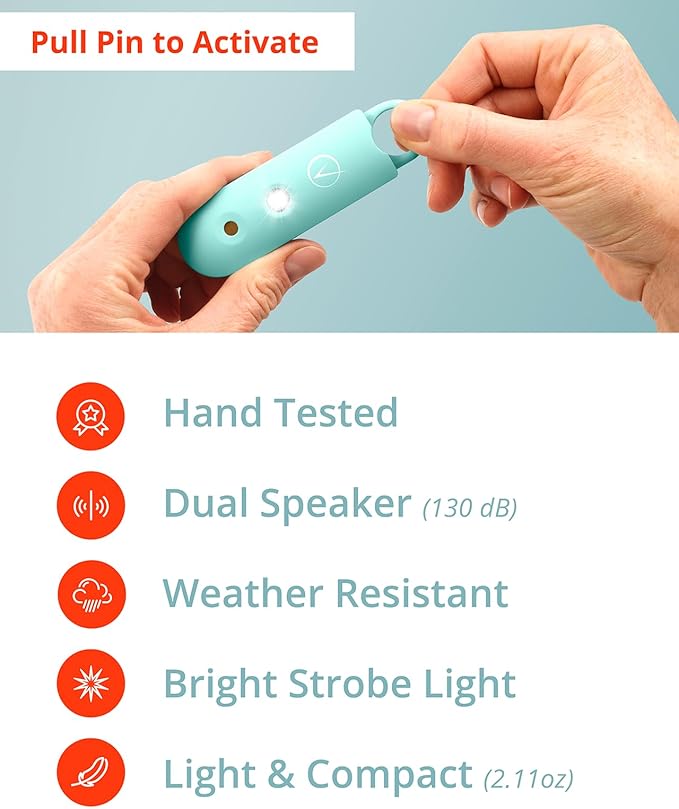 Vantamo Personal Alarm for Self Defense with Low Battery Notice, Strobe Light & Extra Loud 130 dB Double Speakers Safety Keychain Set for Women, Rechargeable Panic Button for Womens Self Defense