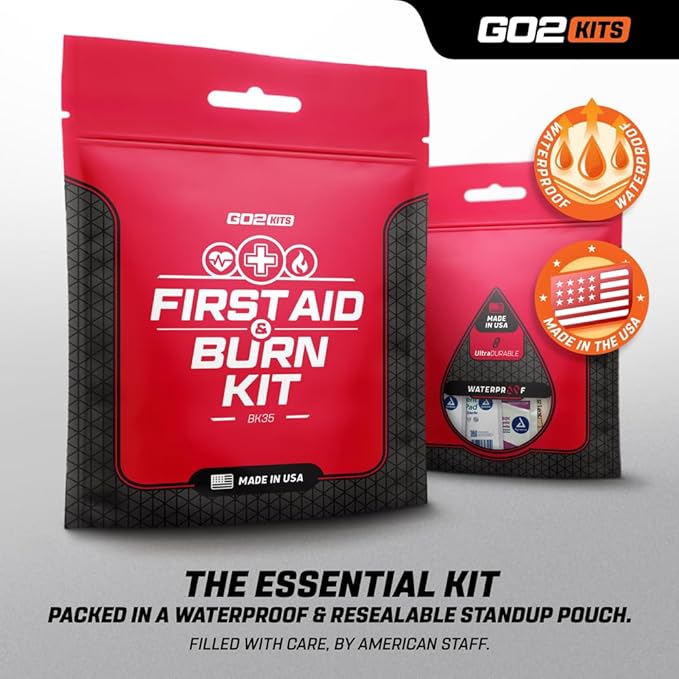 Advanced First Aid & Burn Kit, Comprehensive Burn First Aid Kit with Dressings, Burn Cream & Gauze, Portable First Aid Kit for Home, Office, Car & Travel, 10-Pack (BK35)