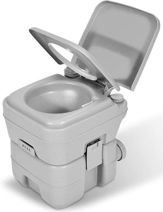 YITAHOME Portable Toilet, Camping Toilet, Travel RV Toilet, 5.3 Gallon Detachable Waste Tank Portable Toilet for Camping, Hiking, Hunting, Boating, Gray