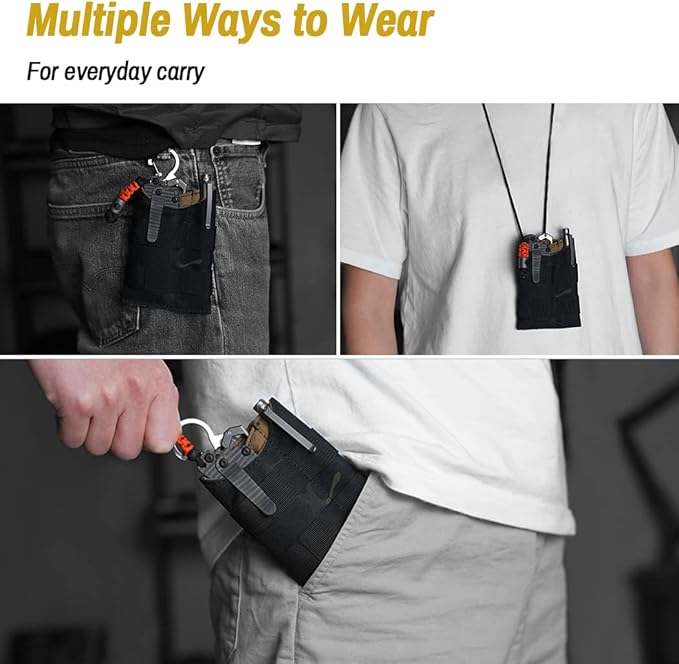 VIPERADE VE9 EDC Pocket Organizer Tool Pouch, Multitool Sheath with Patch Area for DIY, EDC Pocket Pouch with 3 Slip Pockets for Men Outdoor Activity Daily Carry