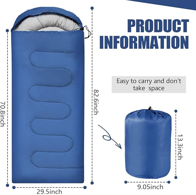 Camping Sleeping Bags for Adults Kids Waterproof Lightweight Sleeping Bag for Cold Weather or Warm Backpacking Hiking Mountaineering Indoor Outdoor Use