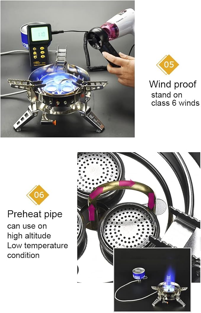 Bulin AirOka B17 6800W Super Windproof Outdoor Camping Stoves Portable Camping Stove Burner Strong Firepower with Piezo Ignition Folding Lightweight Backpacking Stove for Outdoor Hiking Cooking BBQ