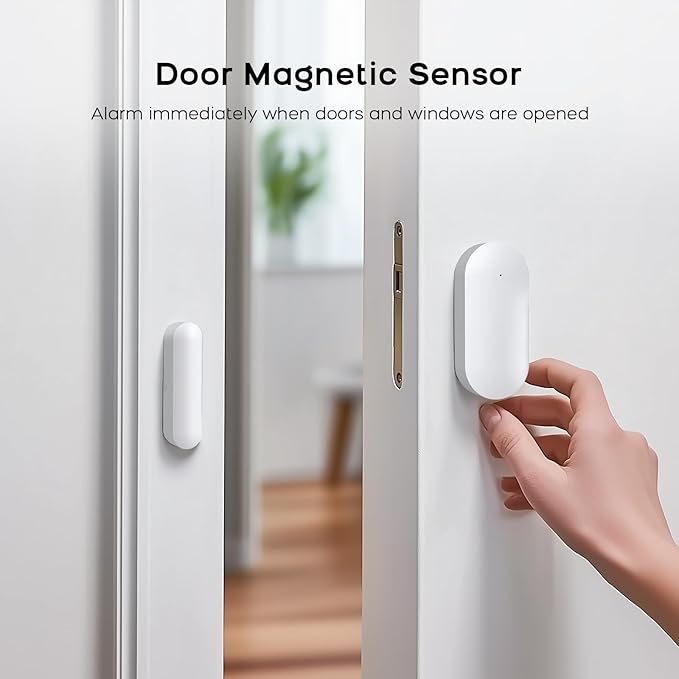 WiFi Home Alarm Security System,Wireless DIY Smart Home Burglar Security Alarm System 24 Pieces Kits, Compatible with Alexa Google Home Voice Control for Villa Home Apartment