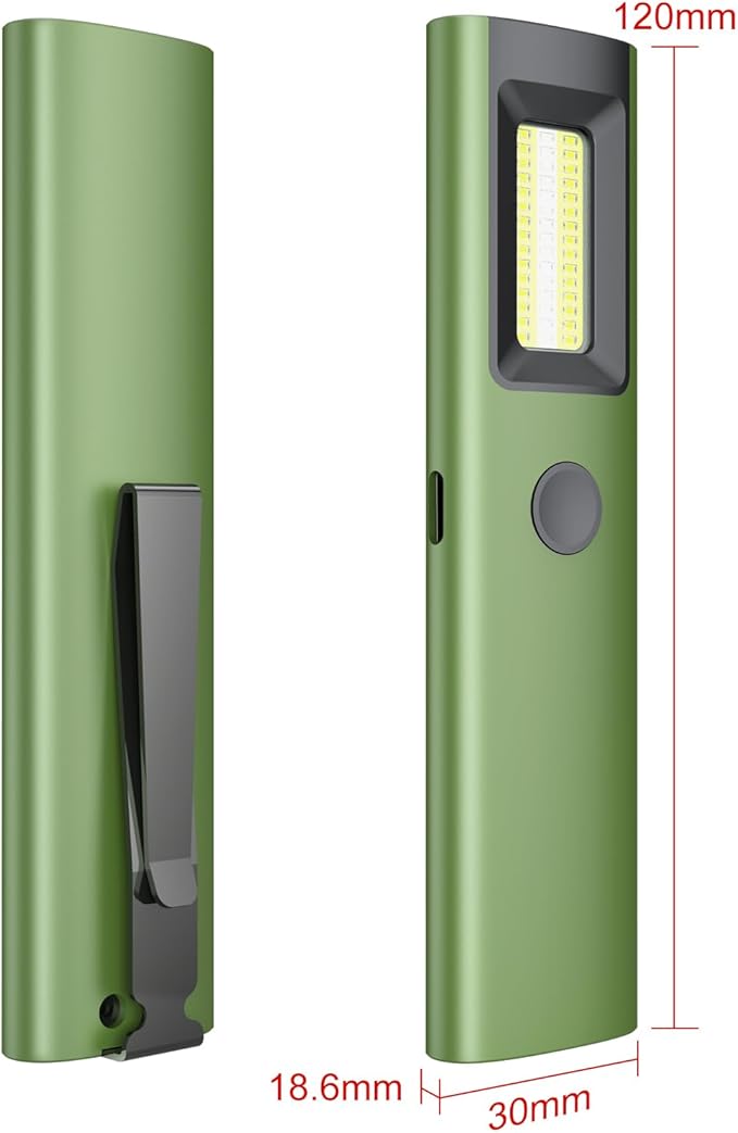 3IN1 EDC Pocket LED Flat Flashlight, USB-C Rechargeable 500 Lumens Compact Bright Handheld Flash Lights, Aluminum Alloy Material with Magnet for Hiking Work and Emergency (Green)