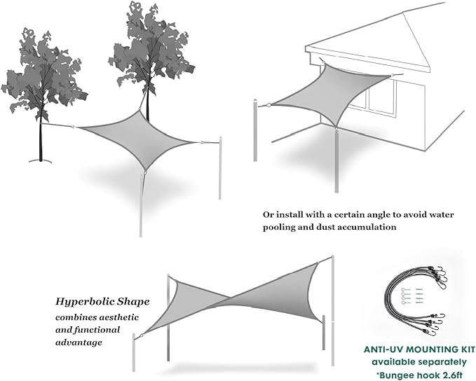 10' x 13' Sun Shade Sail, Rectangle Waterproof Canopy Awning UV Block Sunshade for Outdoor Patio Garden Terrace Backyard Pergola Sunscreen (Ivory) (Customization Acceptable)
