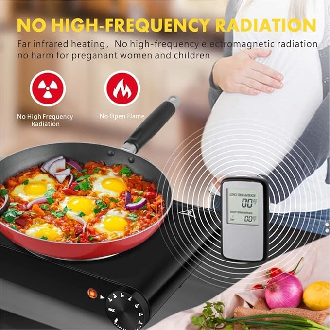 1800W Dual Infrared Burner Electric Hot Plate, High Power for Fast Cooking, 7 Inch Ceramic Glass Portable Electric Stove with Adjustable Temperature Control, Upgraded Version