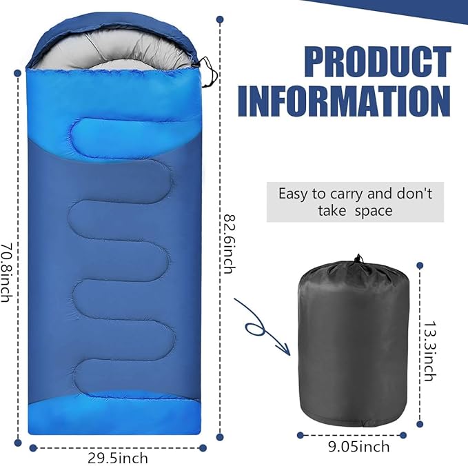 Camping Sleeping Bags for Adults Kids Waterproof Lightweight Sleeping Bag for Cold Weather or Warm Backpacking Hiking Mountaineering Indoor Outdoor Use