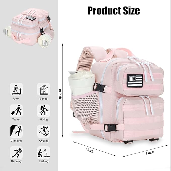 9L Mini Tactical Backpack for Men and Women, Tactical Backpack Small for Hiking, Small Tactical Bag(Pink)