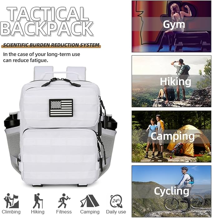9L Mini Tactical Backpack for Men and Women, Tactical Backpack Small for Hiking, Small Tactical Bag(White)