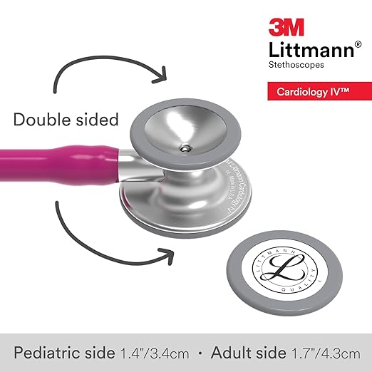 3M Littmann Cardiology IV Diagnostic Stethoscope, 6158, More Than 2X as Loud, Weighs Less, Stainless Steel Chestpiece, 27" Raspberry Tube