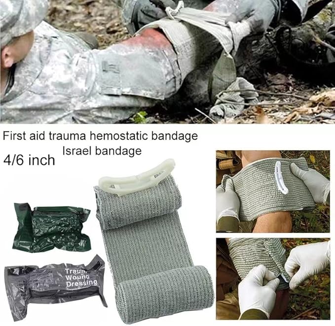 6 Inch Israeli Bandage, Portable Vacuum Sealed, Compression Pressure Dressing Trauma Wound Seal Bandages for Outdoor Battle Combat Tactical Travel Hiking Cycling (10 pcs)