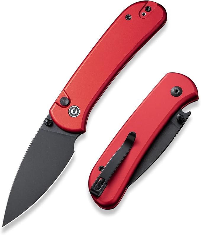 CIVIVI Pocket Folding Knife- Qubit Button Lock Utility Knife with Thumb Stud Opener for EDC, 2.98" 14C28N Blade Aluminum Handle, Gift for Men Women C22030E-2