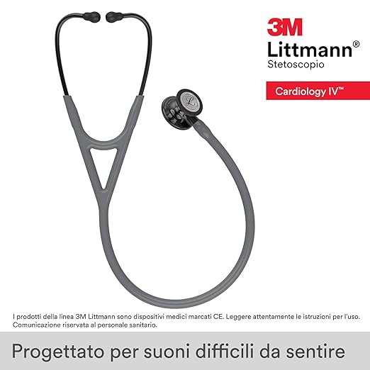 3M Littmann Cardiology IV Diagnostic Stethoscope, 6238, More Than 2X as Loud, Weighs Less, Stainless Steel High Polish Smoke-Finish Chestpiece, 27" Gray Tube, Smoke Stem, and Headset