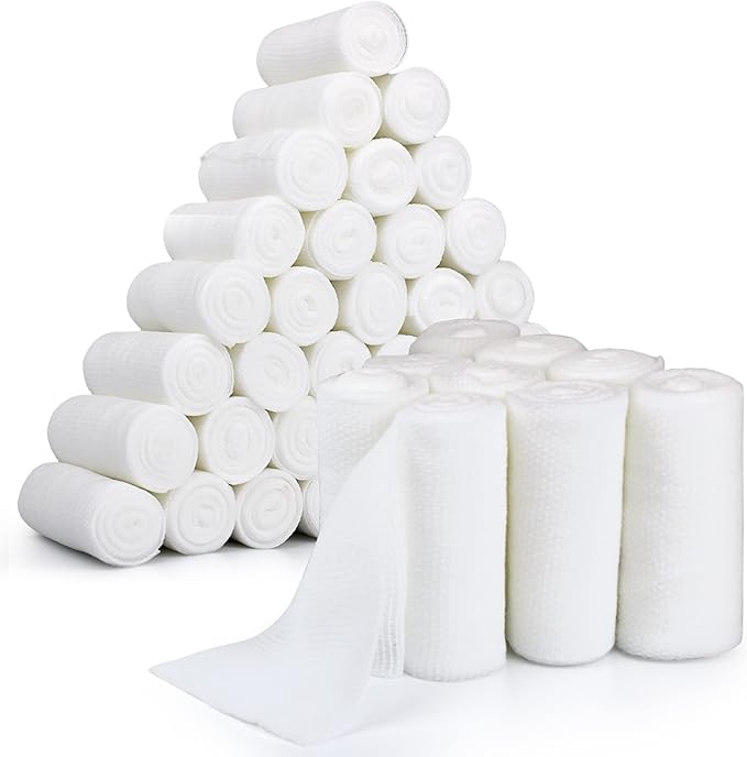 Gauze Rolls –36 Rolls- Premium First Aid Supplies for Safe Adventuring–Flexible, Stretchable, Breathable Gauze Bandage Rolls – 3” x 4.1 Yards Bandage Wrap for Wound Dressing
