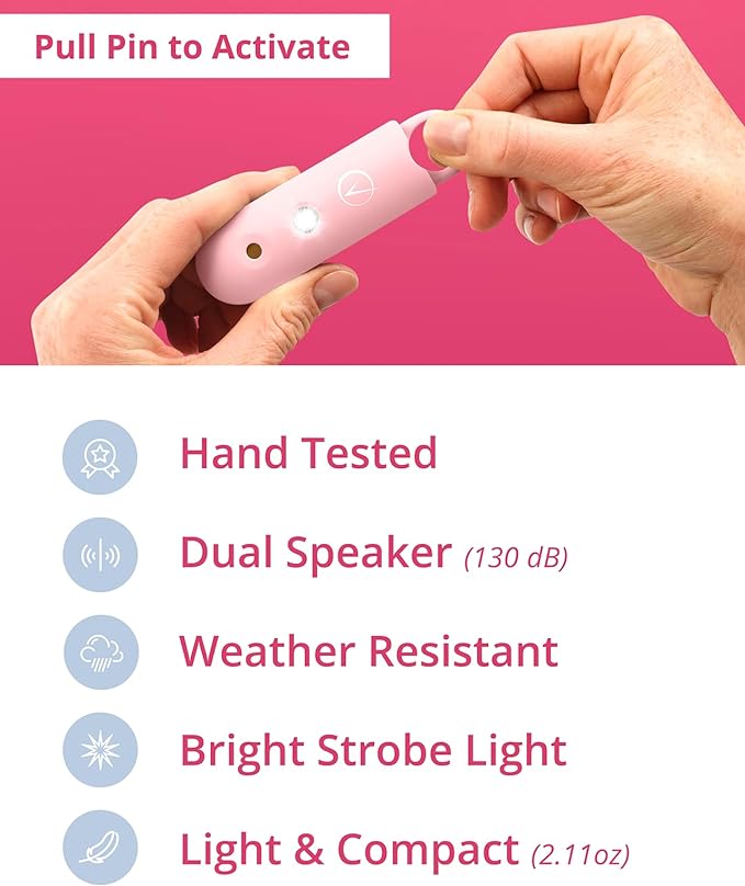 Vantamo Personal Alarm for Self Defense with Low Battery Notice, Strobe Light & Extra Loud 130 dB Double Speakers Safety Keychain Set for Women, Rechargeable Panic Button for Womens Self Defense