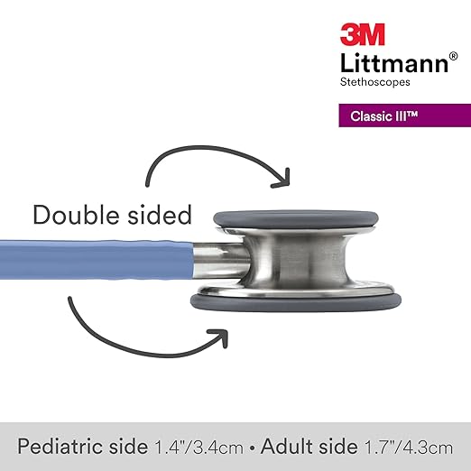 3M Littmann Classic III Monitoring Stethoscope, 5630, More Than 2X as Loud, Weighs Less, Stainless Steel Chestpiece, 27" Ceil Blue Tube