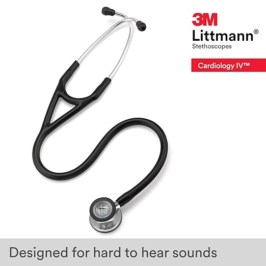 3M Littmann Cardiology IV Diagnostic Stethoscope, 6177, More Than 2X as Loud, Weighs Less, Stainless Steel Mirror-Finish Chestpiece and Stem, 27" Black Tube