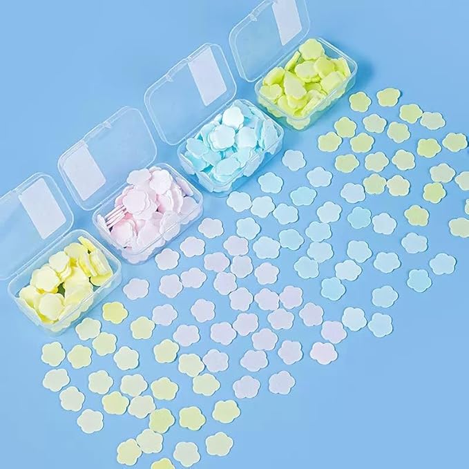 3 Boxes 300Pcs Portable Hand Washing Soap Sheets, Different Scented Mini Petal Hand Wash Soap Sheets, Disposable Soluble Soap for Outdoor Travel, Camping, Hiking
