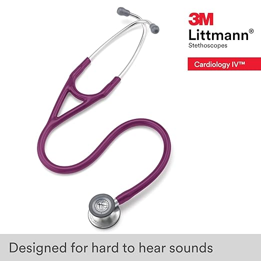 3M Littmann Cardiology IV Diagnostic Stethoscope, 6156, More Than 2X as Loud, Weighs Less, Stainless Steel Chestpiece, 27" Plum Tube