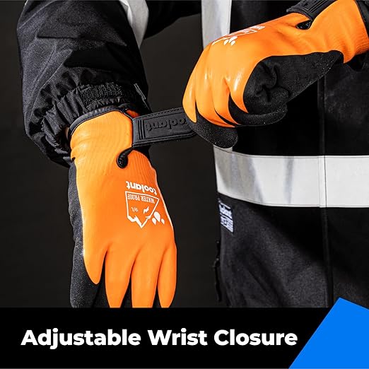 100% Waterproof Gloves for Men and Women, Winter Work Gloves for Cold Weather, Touchsreen, Thermal Gloves for Fishing, Gardening and Working in Freezer, With Grip, Orange, XX-Large