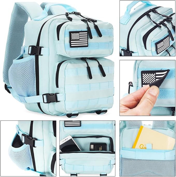 9L Mini Tactical Backpack for Men and Women, Tactical Backpack Small for Hiking, Small Tactical Bag(Light Blue)