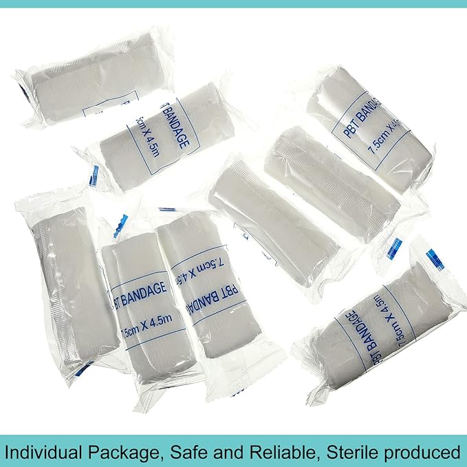 Treela 100 Rolls Gauze Bandage, 2 in x 5 Yards, Elastic Bandages Individual Packaging Sterile Non Latex First Aid Pads Medical Breathable Gauze Roll Wrap for Safety Wound Caring and Supplies