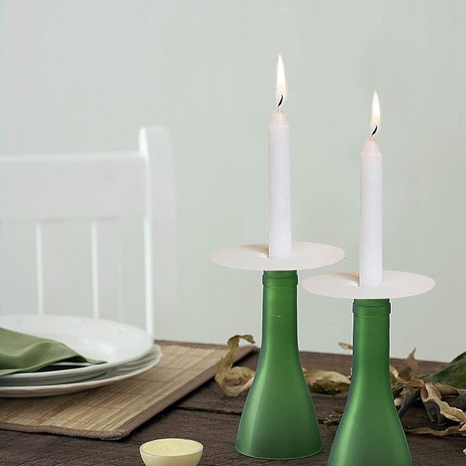 150 Church Candles with Drip Protectors for Devotional Candlelight Vigil Service, Box of 150 Candles, Unscented White 5" H X 1/2" D, No Smoke